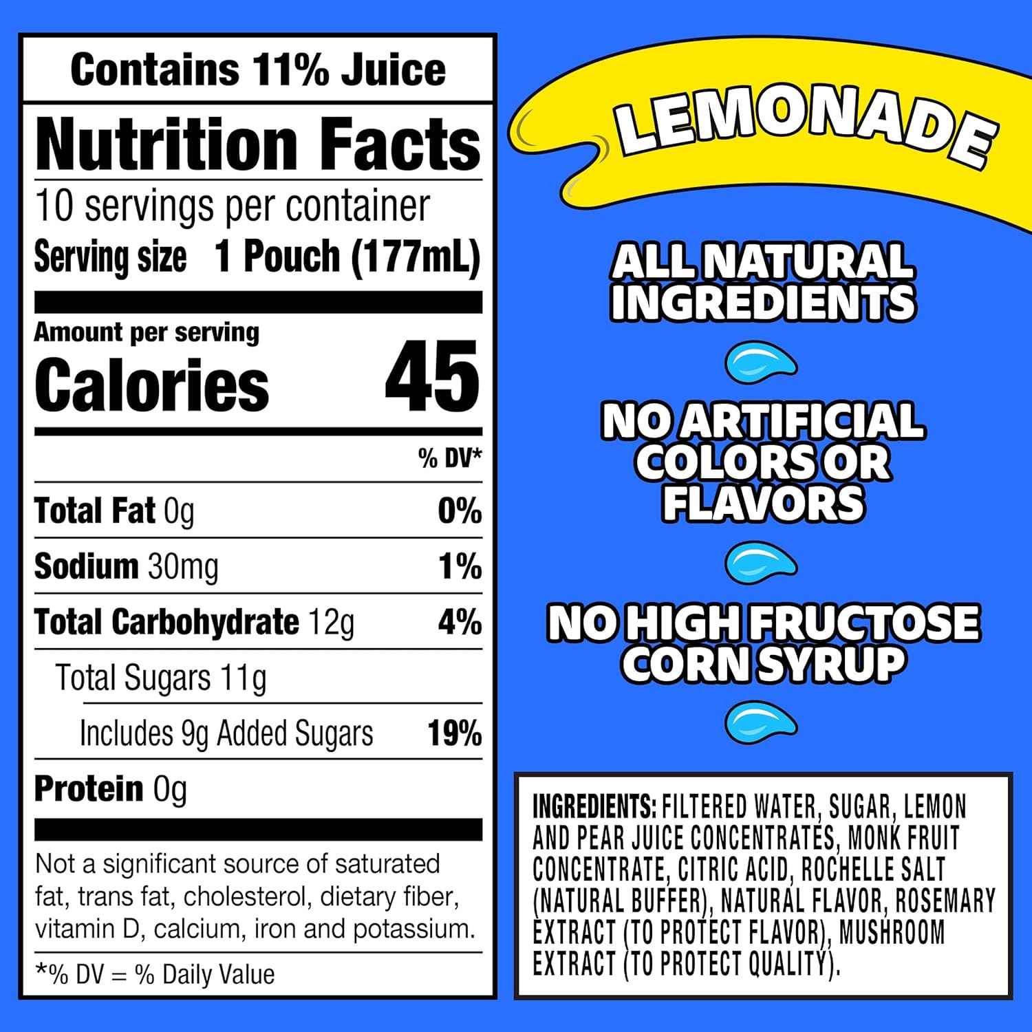 Capri Sun Flavored with Other Natural Flavor Juice Drink Blend, for School Lunches and On-the-Go Hydration, Lemonade, All Natural Ingredients
