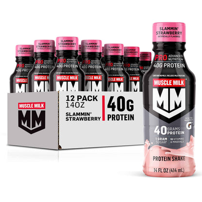 Muscle Milk Pro Advanced Nutrition Protein Shake, 14 Fl Oz Bottle, 12 Pack, 40g Protein, 1g Sugar, 16 Vitamins & Minerals, 6g Fiber, Workout Recovery, Packaging May Vary