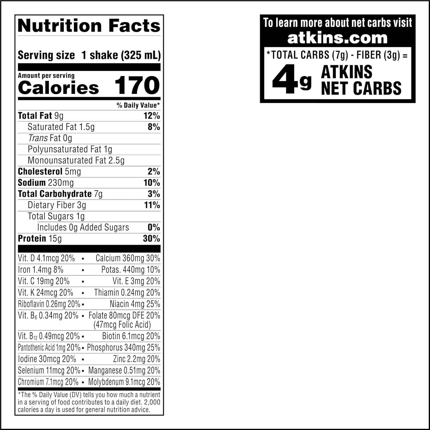 Atkins Iced Coffee Protein Shake, 15g Protein, 4g Net Carbs, 1g Sugar, Low Carb, Keto Friendly, High Protein Shake