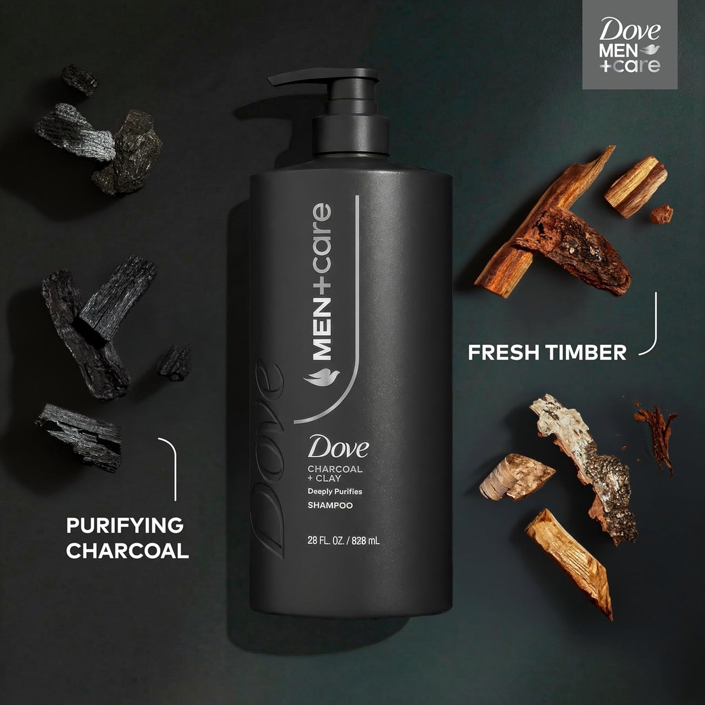 DOVE_MEN_+_CARE_Shampoo_1_count_Charcoal_+_Clay_for_Real_Hair_that_Powers_Up_Hair_Strength,_with_Deep_Purifying_Benefits,_28_Fl_oz