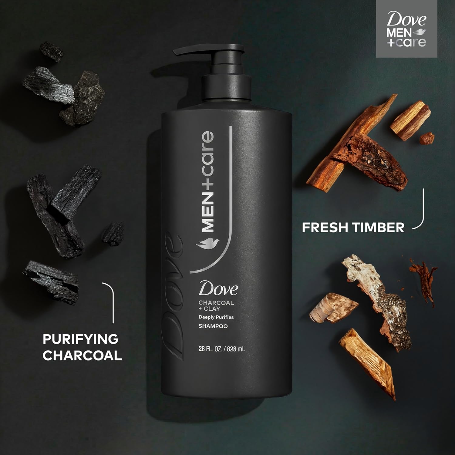 DOVE_MEN_+_CARE_Shampoo_1_count_Charcoal_+_Clay_for_Real_Hair_that_Powers_Up_Hair_Strength,_with_Deep_Purifying_Benefits,_28_Fl_oz