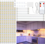 LAFULIT Under Cabinet Lighting Kit, 13FT / 16.4FT Flexible LED Strip Lights with Remote & Power Adapter, 2700K–6000K Warm/Neutral/Daylight White & Multicolor Options, for Kitchen Cabinets, Shelves, Desks & Counters