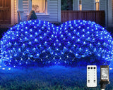 JMEXSUSS Outdoor Net Lights Waterproof, 12ft x 5ft with 8 Modes Remoter, 360 LED Plug in Net Lights for for Bush Patio Christmas Tree Decor (Clear Wire, White)