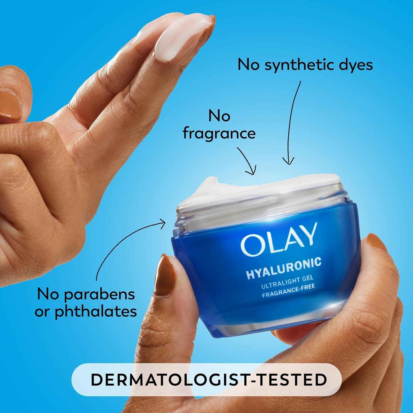 Olay Hyaluronic Acid Face Moisturizer, Instant Hydration for Women, Fragrance-Free - Dry Skin Solution, Glowing, Smoothing, Plumping, Renewing - Niacinamide, Amino Peptides