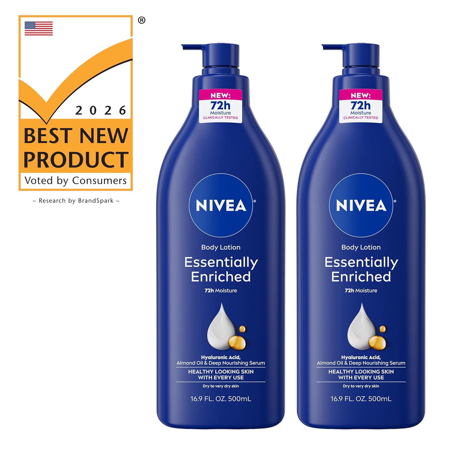 NIVEA_Essentially_Enriched_Body_Lotion_for_Very_Dry_Skin_with_Hyaluronic_Acid,_Almond_Oil_and_Deep_Nourishing_Serum,_72-Hour_Body_Moisturizer,_16.9_Fl_Oz_Pump_Bottle,_Pack_of_2