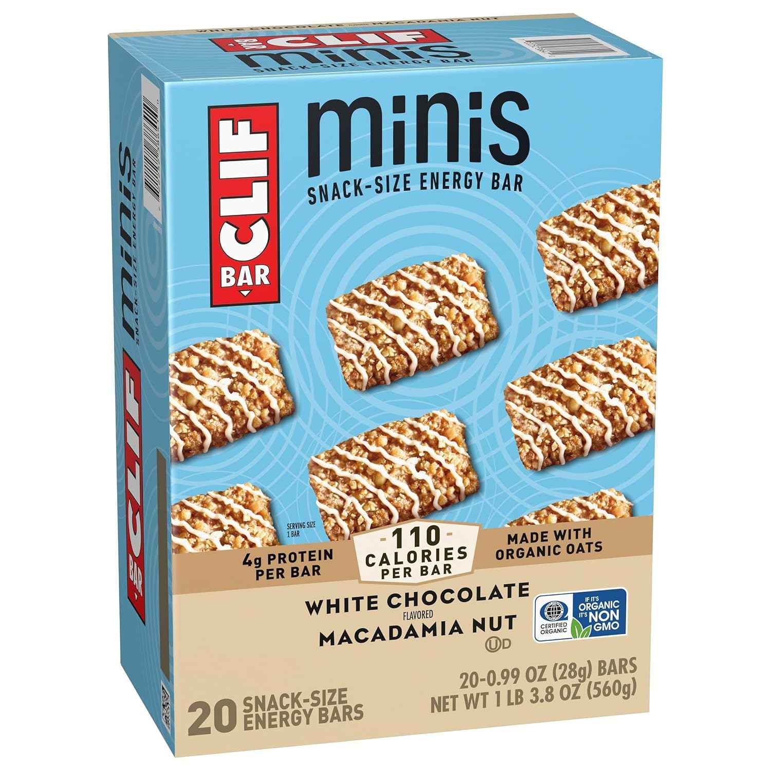CLIF BAR Minis - White Chocolate Macadamia Nut Flavor - Made with Organic Oats - 4g Protein - Non-GMO - Plant Based - Snack-Size Energy Bars - 0.99 oz