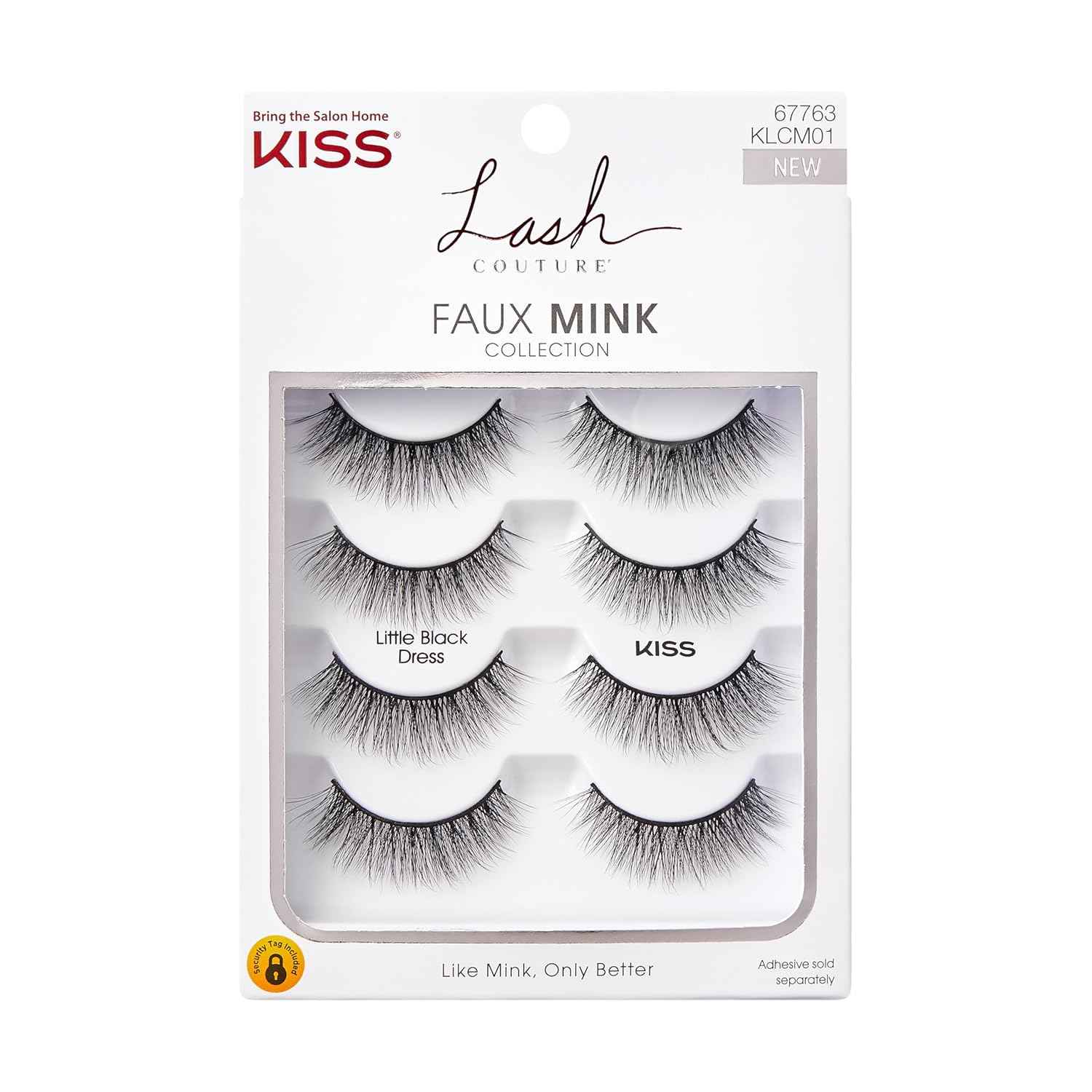 KISS Lash Couture Faux Mink False Eyelashes Multipack, 12mm, Multiple Lengths, Reusable, Cruelty Free, Vegan, Exclusive knot-free lash band, 4 Pairs