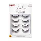 KISS Lash Couture Faux Mink False Eyelashes Multipack, 12mm, Multiple Lengths, Reusable, Cruelty Free, Vegan, Exclusive knot-free lash band, 4 Pairs
