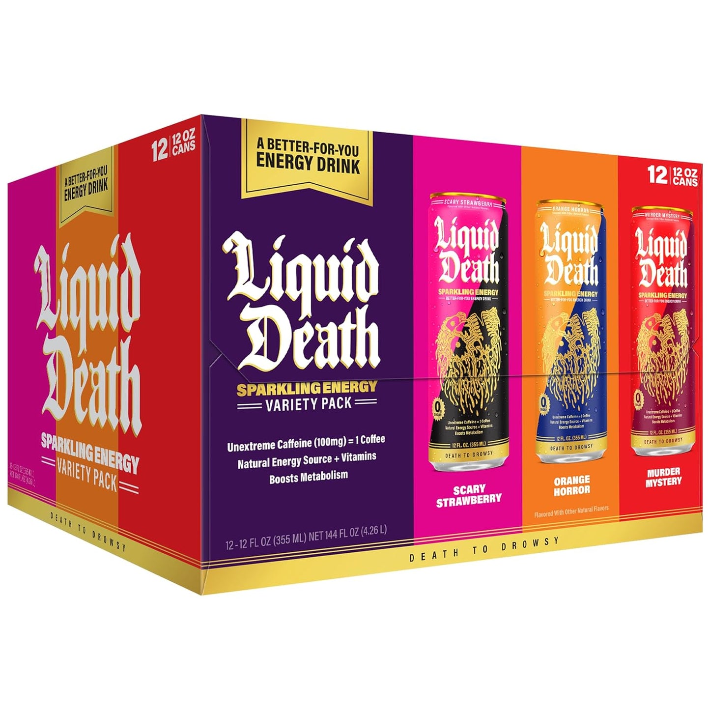 Liquid_Death_Sparkling_Energy_Variety_Pack,_Zero_Sugar_Energy_Drink,_Unextreme_Caffeine_100mg,_Essential_Vitamins,_3_Flavors:_Strawberry,_Orange,_and_Murder_Mystery,_12_Fl_Oz_(Pack_of_12)