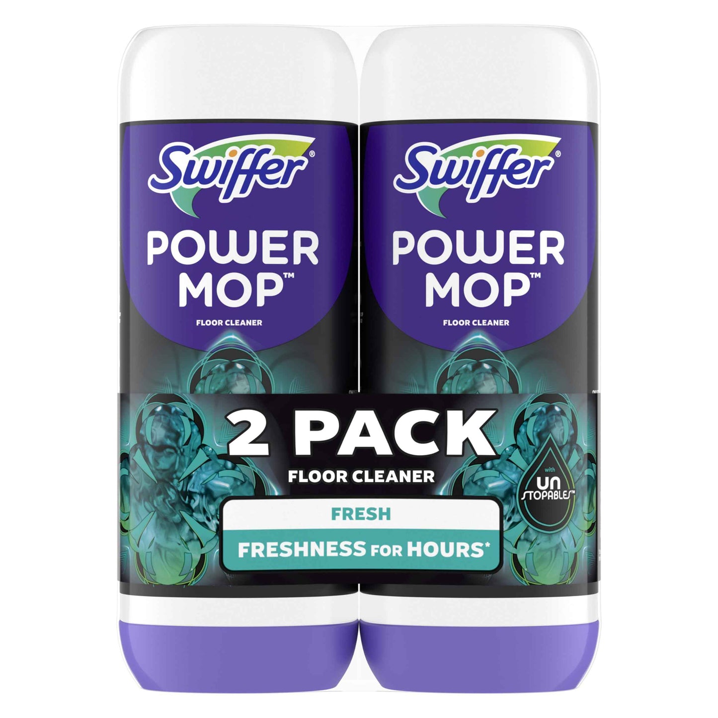 Swiffer PowerMop Floor Cleaning Solution with Unstopables Fresh Scent, PowerMop Refills, Floor Cleaner for Mopping, 25.3 fl oz, 2 Pack