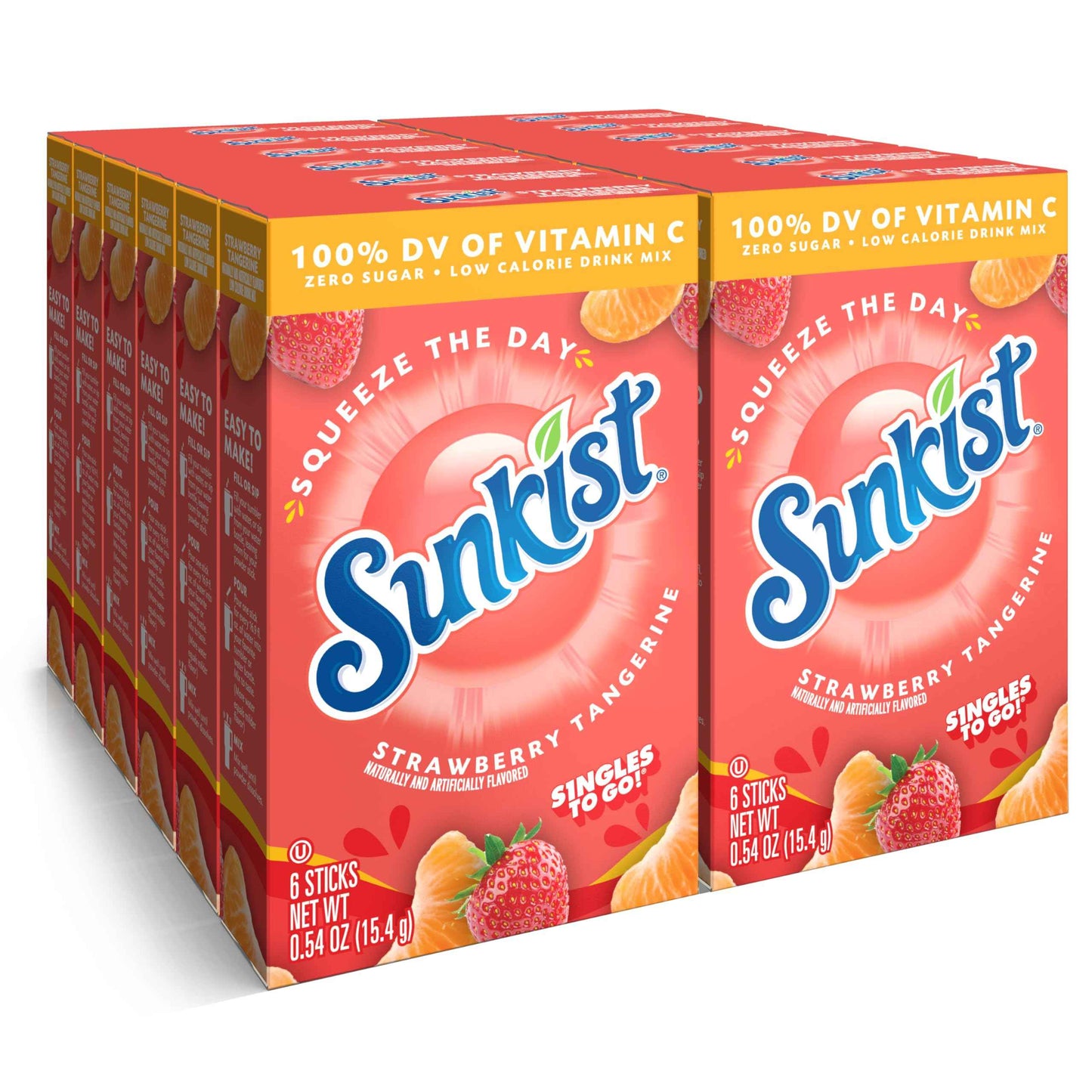Sunkist Soda Singles To Go Drink Mix, 0.53 OZ, 6 Count (Pack of 12)
