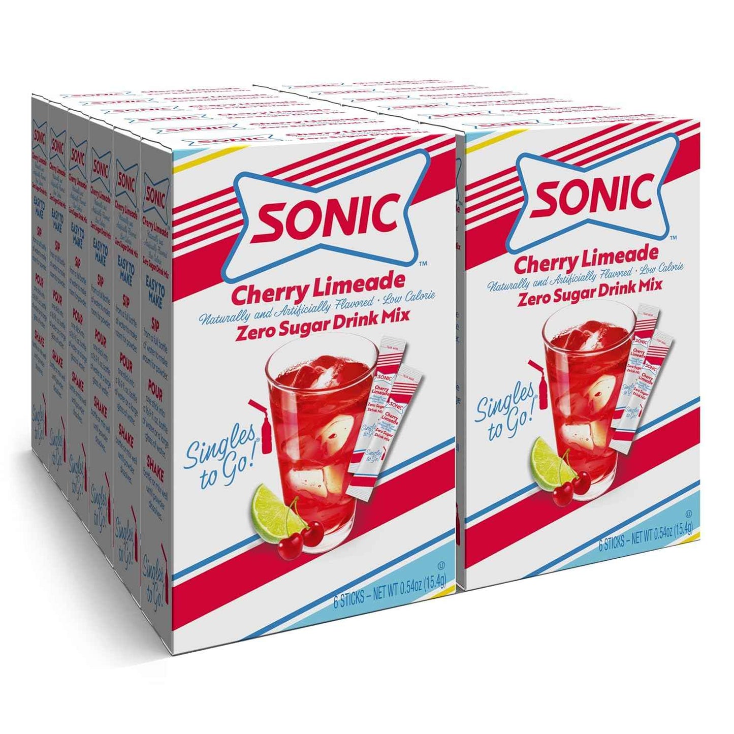 Sonic Singles To Go Powdered Drink Mix, 6 Sticks Per Box, 12 Boxes (72 Sticks Total)
