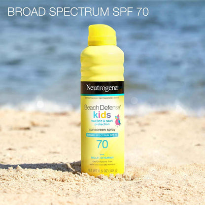 Neutrogena Beach Defense Kids Sunscreen Spray SPF 70, Water-Resistant Spray Sunscreen, Broad Spectrum Protection, Oxybenzone-Free & Fast-Drying, Beach Vacation Essential