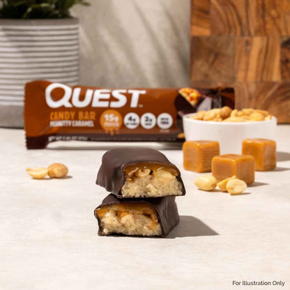 Quest Nutrition Protein Bar, Peanutty Caramel Flavor, 15g Protein, 2g Sugar, Low Sugar, Gluten Free, 12 Count