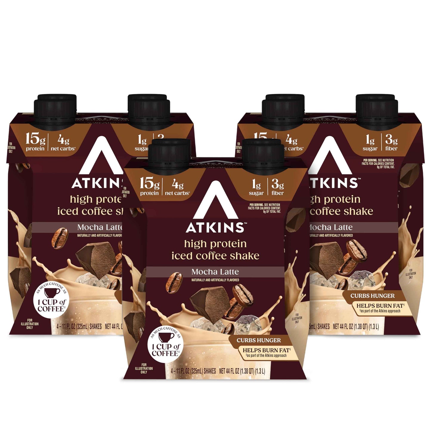 Atkins Iced Coffee Protein Shake, 15g Protein, 4g Net Carbs, 1g Sugar, Low Carb, Keto Friendly, High Protein Shake