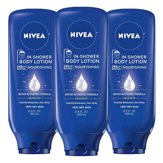 NIVEA Nourishing In Shower Lotion, Water Activated In Shower Moisturizer for Dry to Very Dry Skin, 13.5 FL OZ