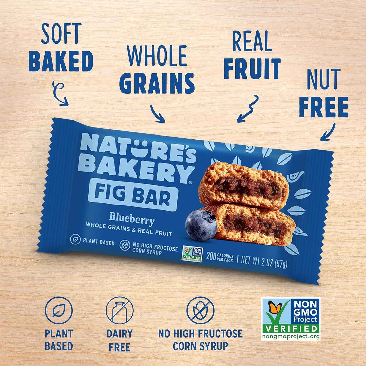 Nature's Bakery Whole Wheat Fig Bars, Real Fruit, Vegan, Non-GMO, Snack bar