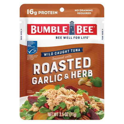 Bumble Bee Seasoned Tuna Pouch - Wild Caught and Ready to Eat for Snack, Salad, Korean Tuna Bowl - 14g Protein per Serving - PERFECT, PORTABLE, GOODNESS - 2.5 oz Packet