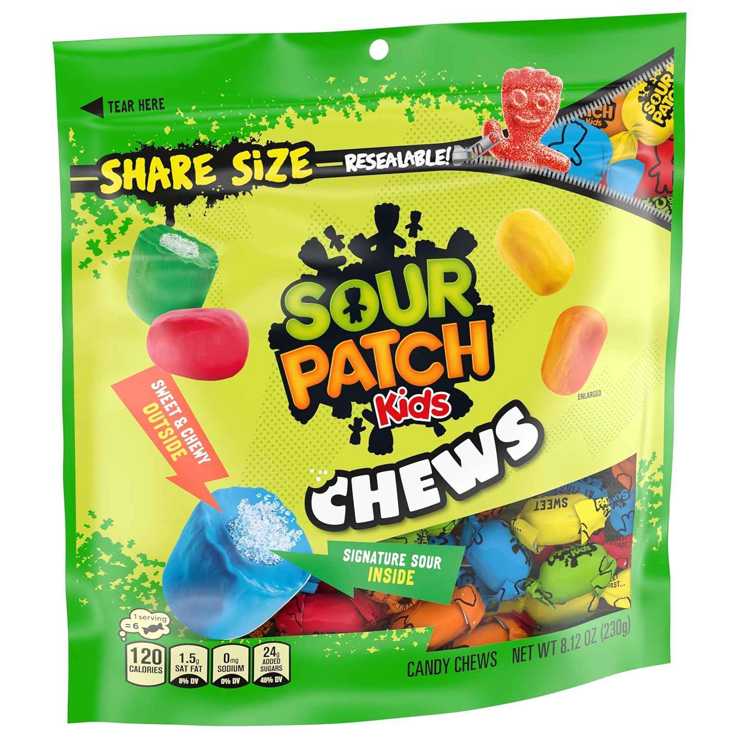 SOUR PATCH KIDS Chews Soft & Chewy Candy, Share Size