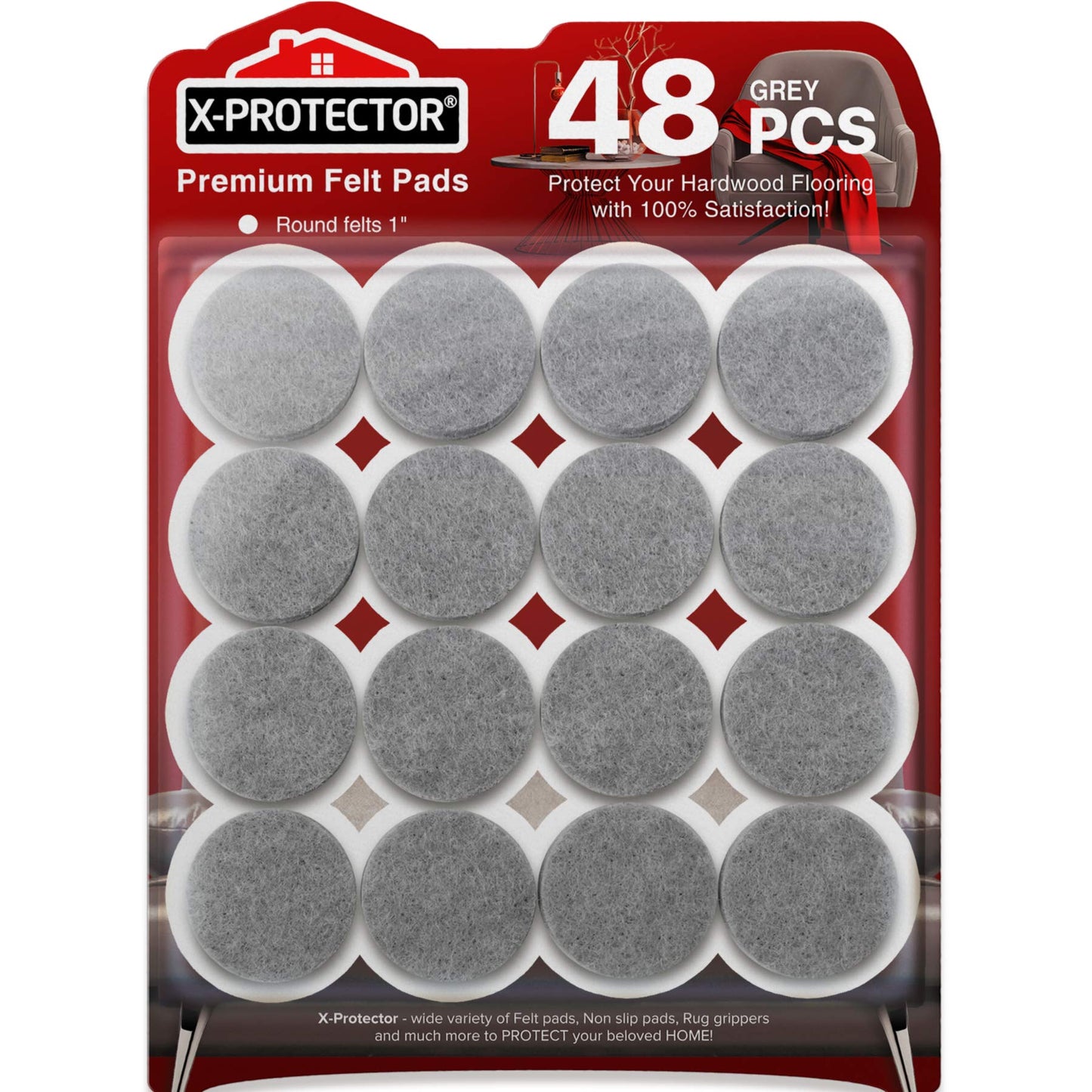 48 PCS 1" Grey, Round