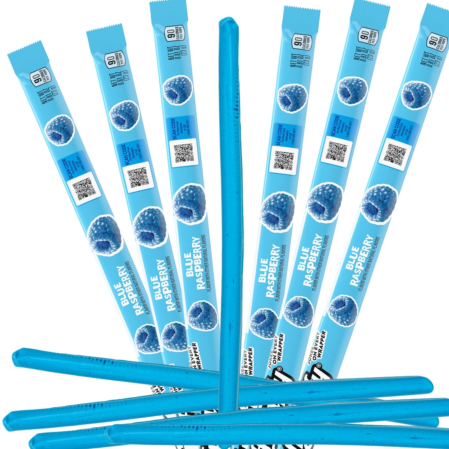 Blue Raspberry Taffy Rope Candy, 24 Pack, Taffy Candy, Individually Wrapped, 0.81 Ounce Ropes