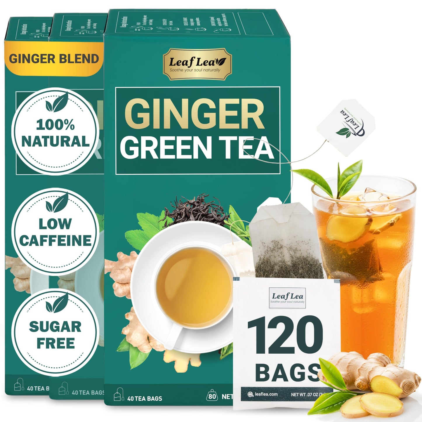 Ginger Green Tea - 120 Tea Bags (Pack of 3)