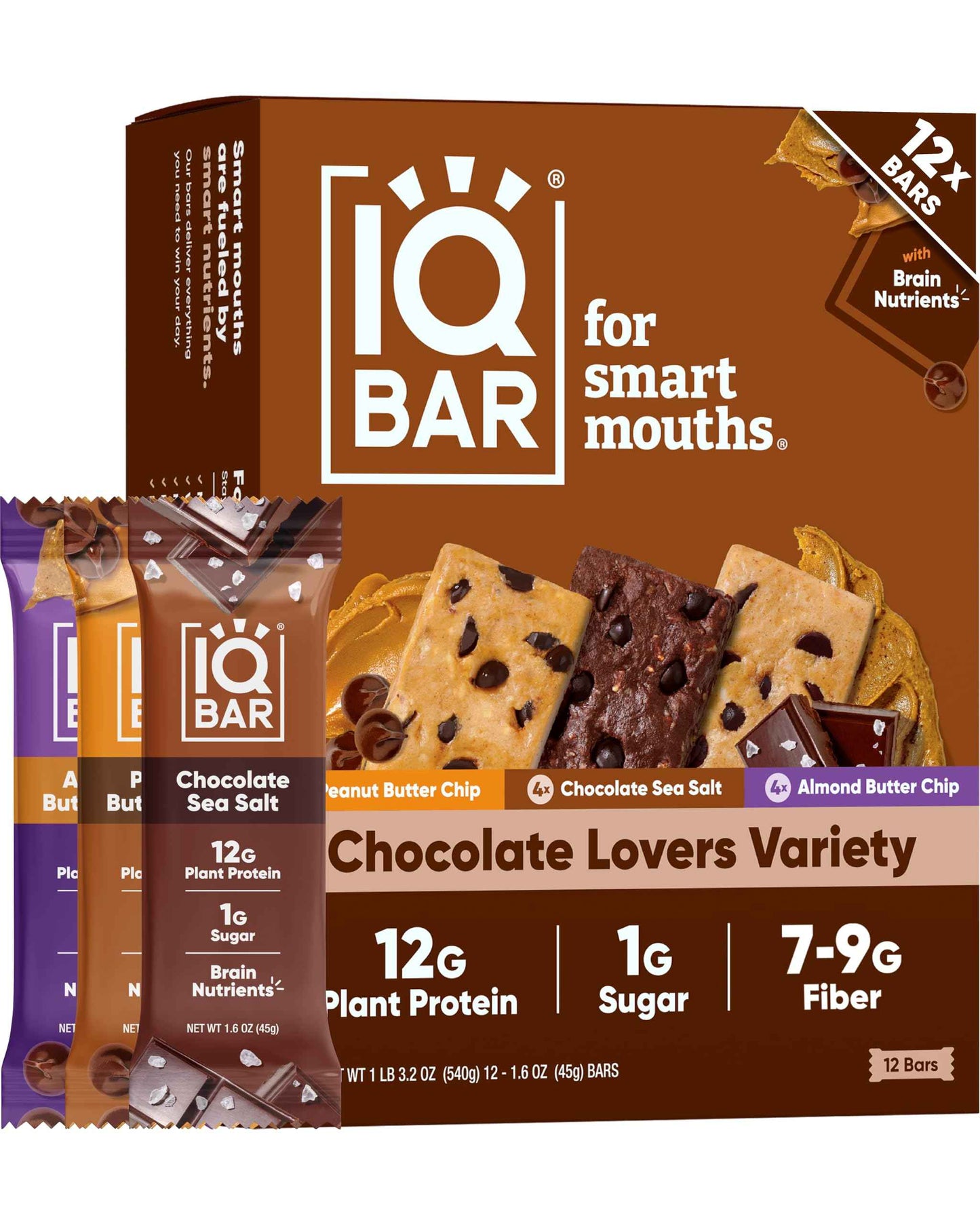 IQBAR Clean Plant Protein Bars - Keto, Vegan, High Fiber, Gluten and Dairy Free, Low Sugar Snack - Brain and Body Nutrients for Focus, Energy, Meal Replacement