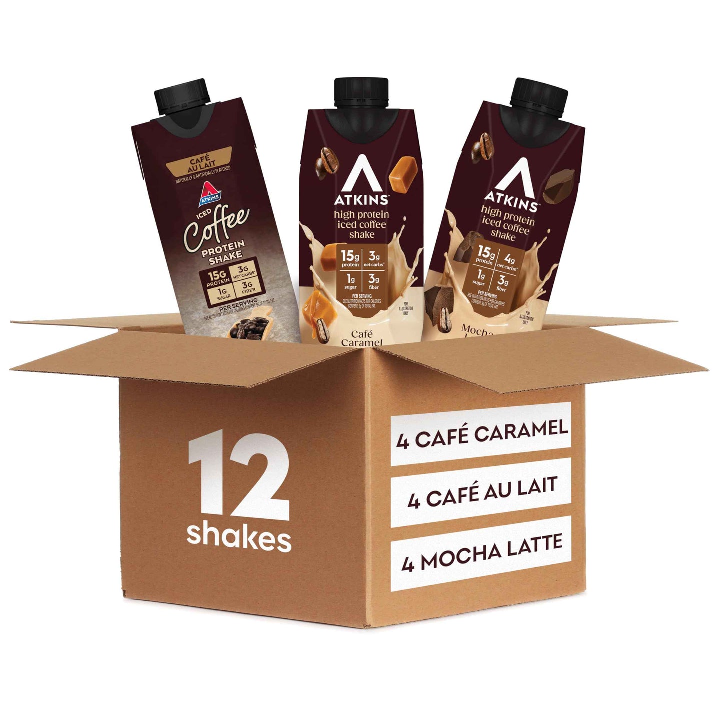 Atkins Iced Coffee Protein Shake, 15g Protein, 4g Net Carbs, 1g Sugar, Low Carb, Keto Friendly, High Protein Shake