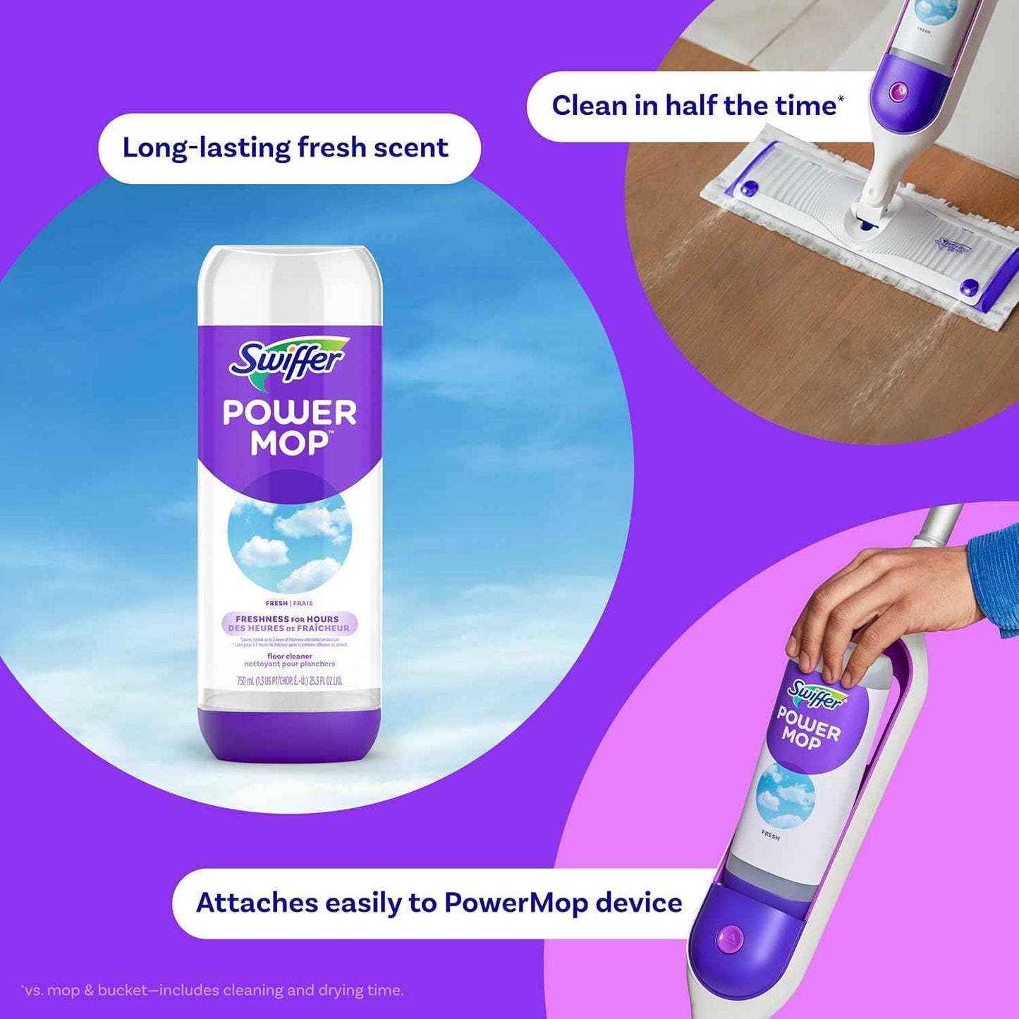 Swiffer PowerMop Floor Cleaning Solution, PowerMop Refills, Floor Cleaner for Mopping