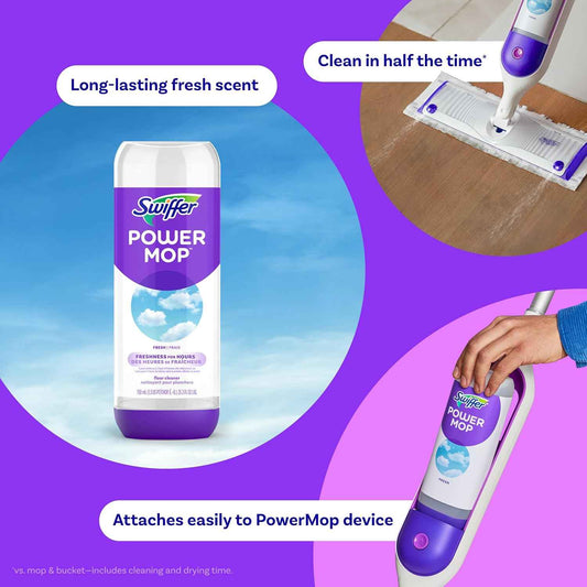 Swiffer PowerMop Floor Cleaning Solution, PowerMop Refills, Floor Cleaner for Mopping