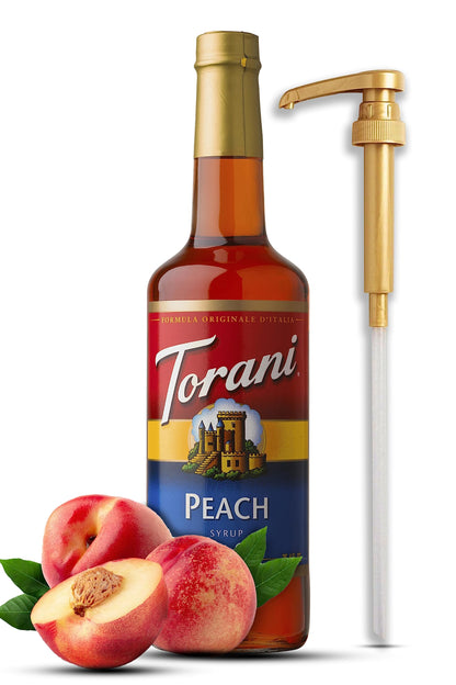 Peach Syrup for Ice Tea &amp;amp; Drinks 25.4 Ounces, with Fresh Finest Syrup Pump