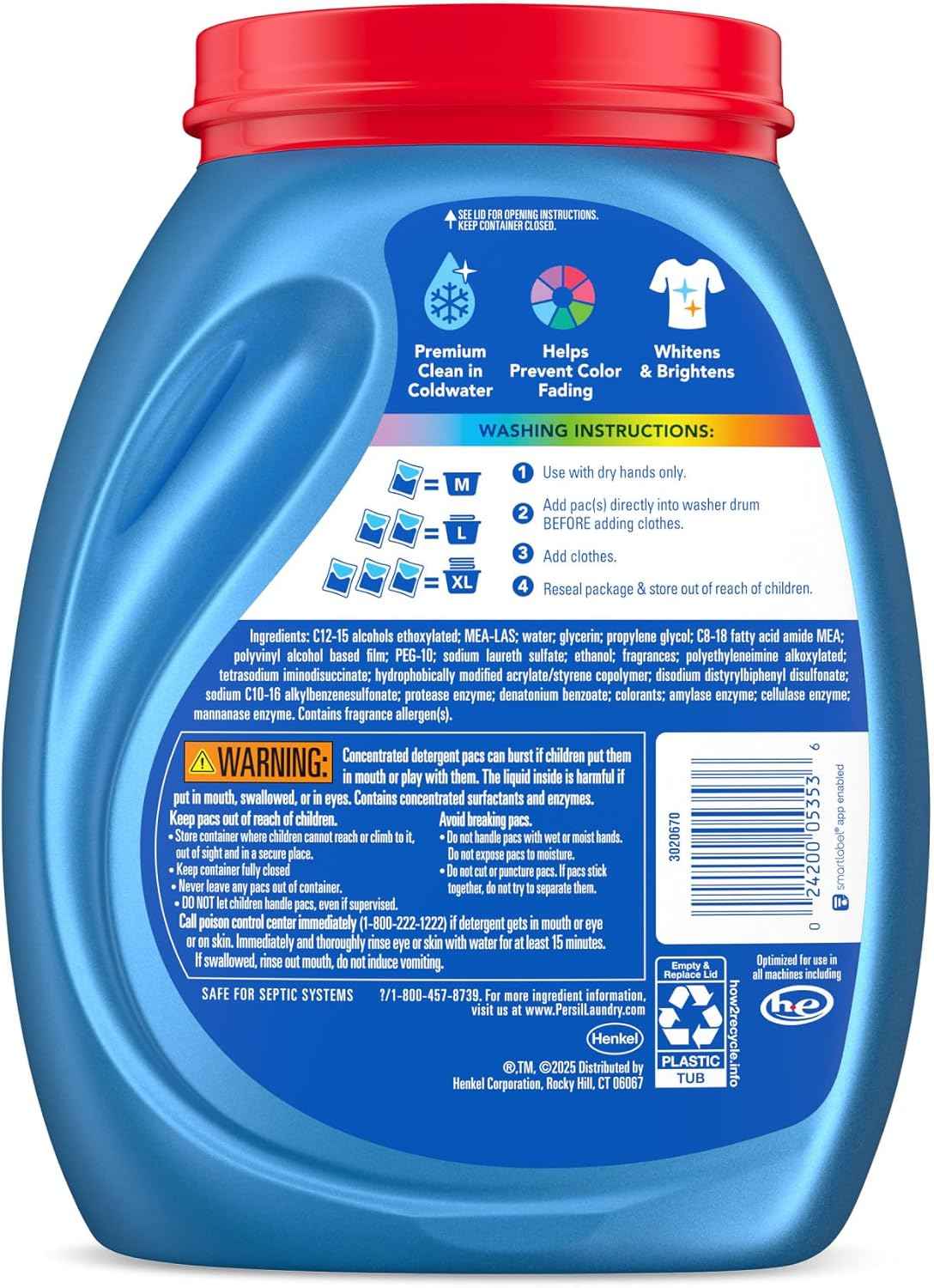 Persil Ultra Pacs Original Everyday Clean Laundry Detergent, No Mess, Single-Dose Laundry Soap, Deep Clean Fabric Care for Colors & Whites, All Water Temperatures, HE Safe