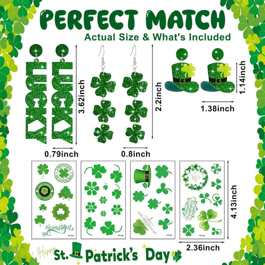 St_Patricks_Day_Earrings_&_Tattoos_for_Women,_3_Pairs_Irish_Earrings_+_Shamrock_Temporary_Tattoos_for_Irish_Festival_Party_Celebration,_Green_Saint_Patricks_Day_Shirt_&_Outfits_Accessories_for_Adults