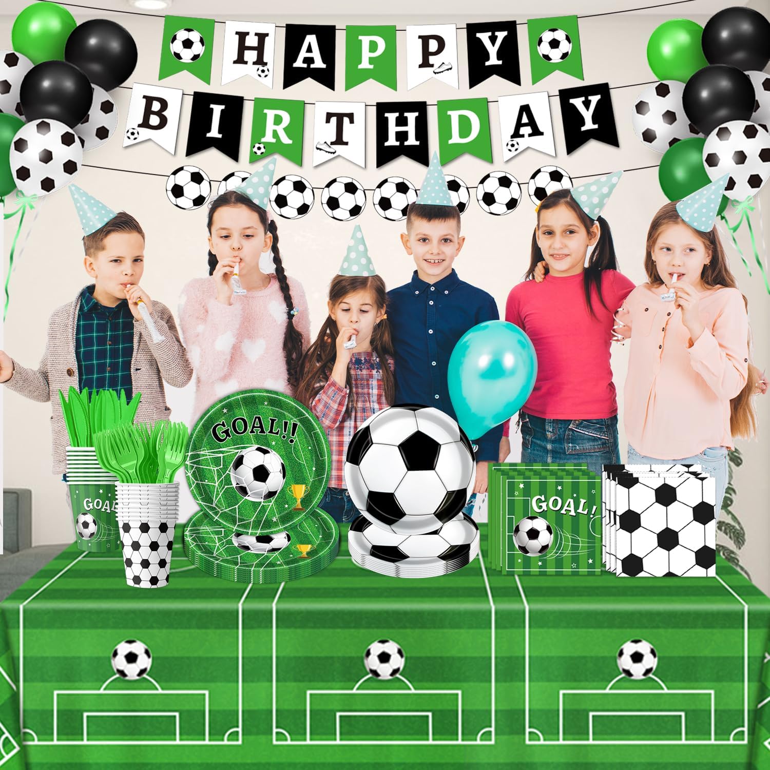 170_PCS_Soccer_Party_Decorations,_Soccer_Birthday_Party_Decorations_-_Includes_Plates,_Napkins,_Cups,_Banner,_Balloons,_Tablecloth,_Knives,_Forks_for_Sports_Soccer_Theme_Party_Decorations,_Serve_24