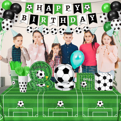 170_PCS_Soccer_Party_Decorations,_Soccer_Birthday_Party_Decorations_-_Includes_Plates,_Napkins,_Cups,_Banner,_Balloons,_Tablecloth,_Knives,_Forks_for_Sports_Soccer_Theme_Party_Decorations,_Serve_24