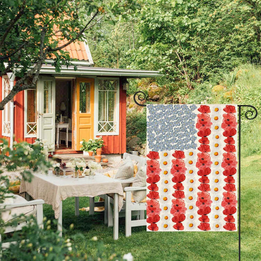 AVOIN colorlife Myosotis Poppy Memorial Day Garden Flag Double Sided Outside, Patriotic American Flag Yard Outdoor Decoration