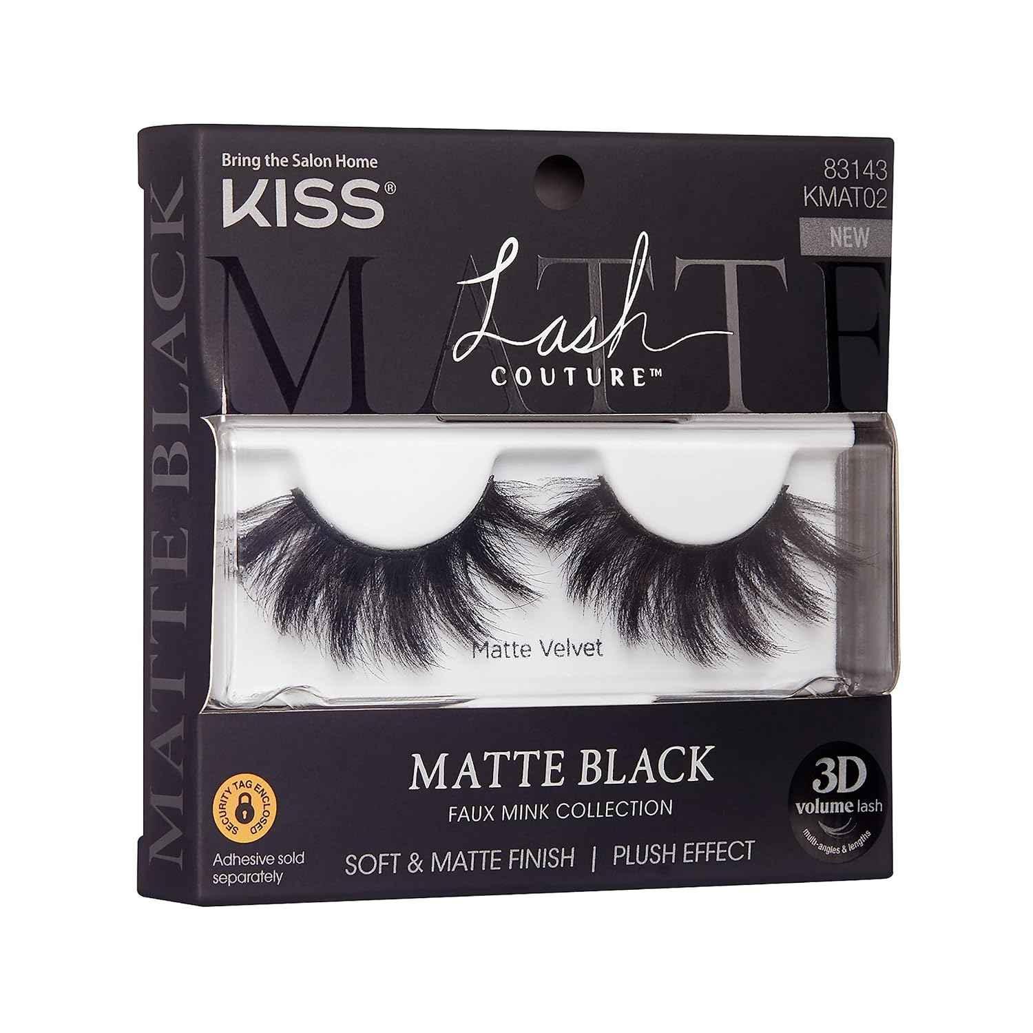 KISS Matte Black, False Eyelashes, 16mm, Includes 1 Pair Of Lash, Easy to Apply, Reusable Lash Clusters