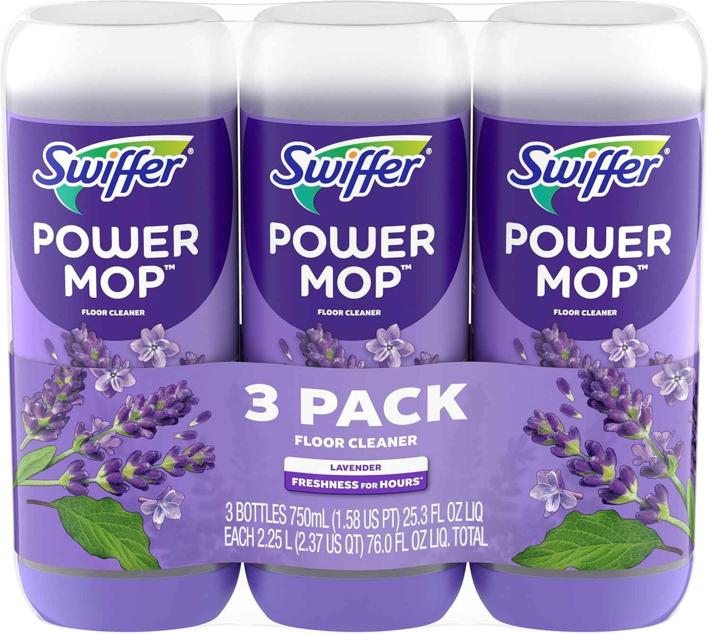 Swiffer PowerMop Floor Cleaning Solution with Lavender Scent, Triple Pack