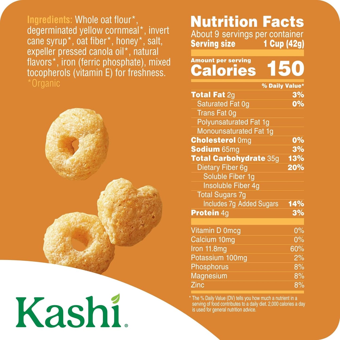 Kashi_Breakfast_Cereal,_Organic,_Whole_Grain,_Honey_Toasted,_13.6oz_Box_(1_Box)