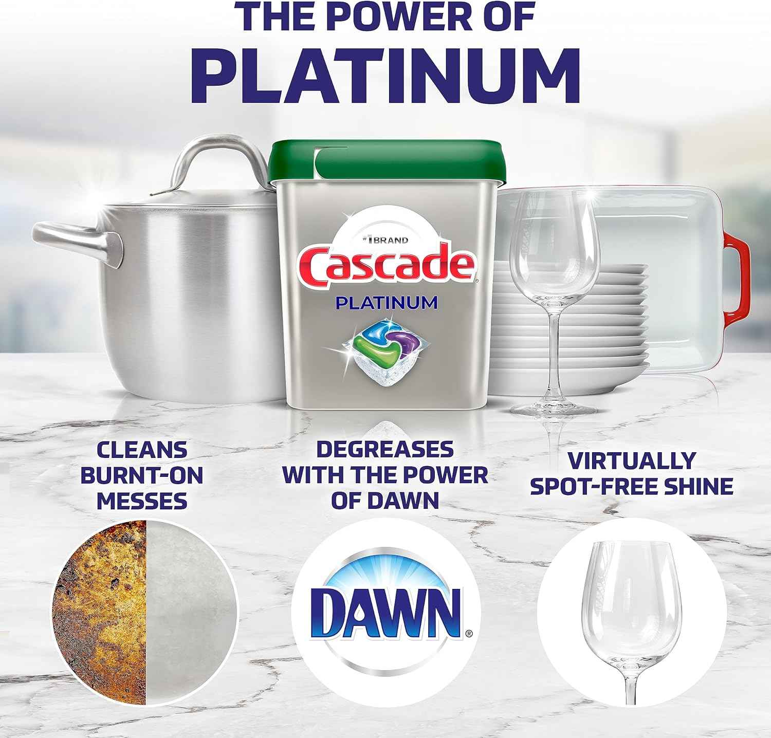 Cascade Platinum Dishwasher Pods, Dishwasher Detergent, Actionpacs