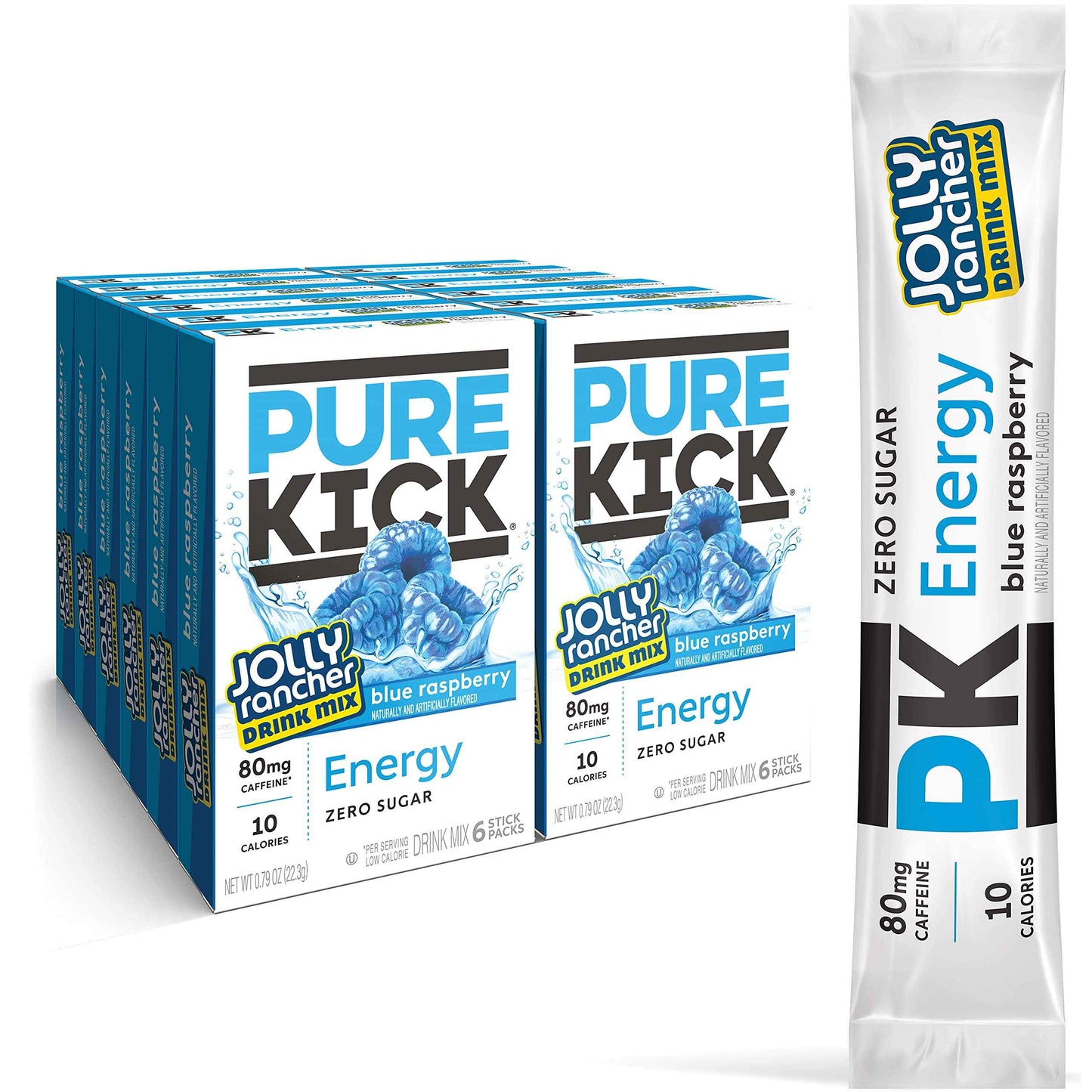 PURE KICK Energy Singles To Go Drink Mix, Includes 12 Boxes with 6 Packets in each Box, 72 Total Packets
