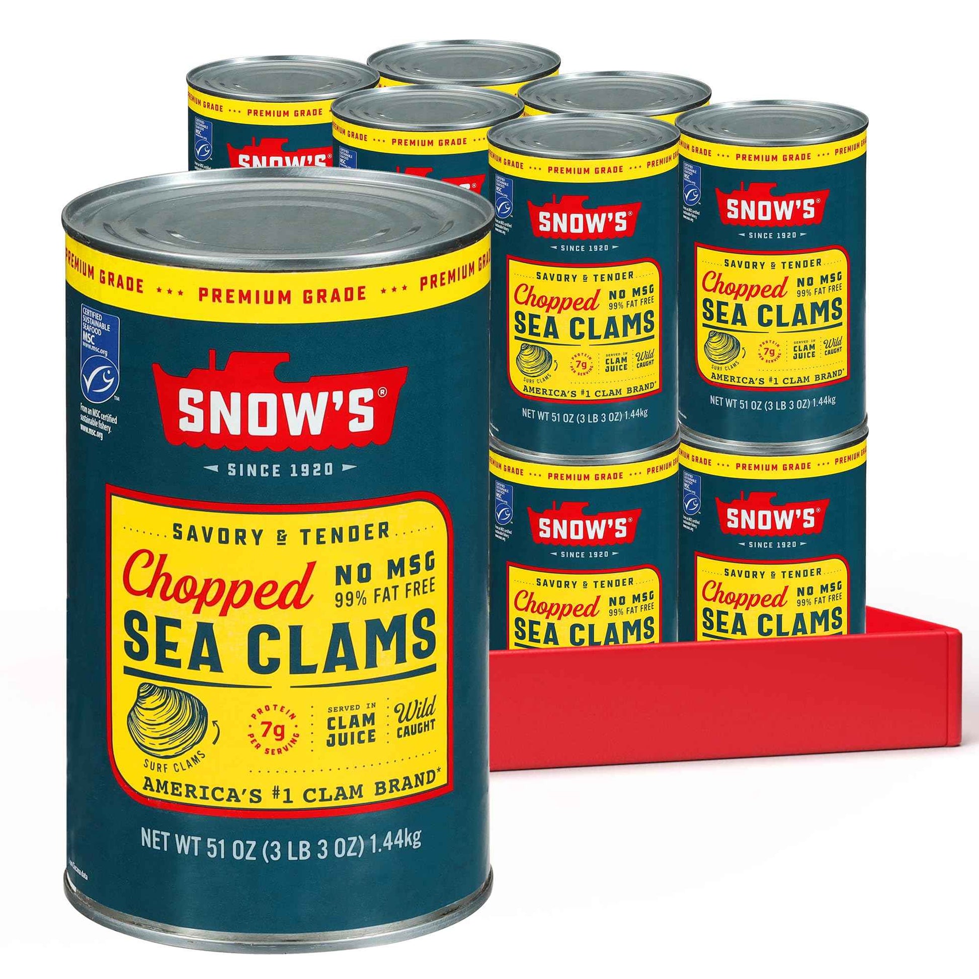 Snow's Ocean Chopped Clams Canned, Can - 7g Protein per Serving - Gluten Free, No MSG, 99% Fat Free - Great for Pasta & Seafood Recipes