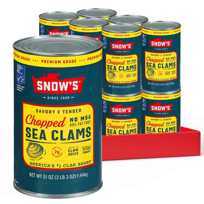Snow's Ocean Chopped Clams Canned, Can - 7g Protein per Serving - Gluten Free, No MSG, 99% Fat Free - Great for Pasta & Seafood Recipes