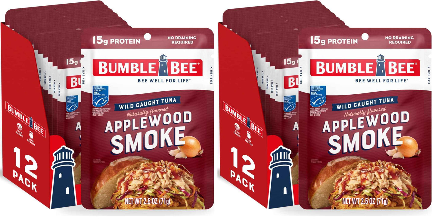 Bumble Bee Seasoned Tuna Pouch - Wild Caught and Ready to Eat for Snack, Salad, Korean Tuna Bowl - 14g Protein per Serving - PERFECT, PORTABLE, GOODNESS - 2.5 oz Packet