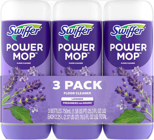 Swiffer PowerMop Floor Cleaning Solution with Lavender Scent, Triple Pack