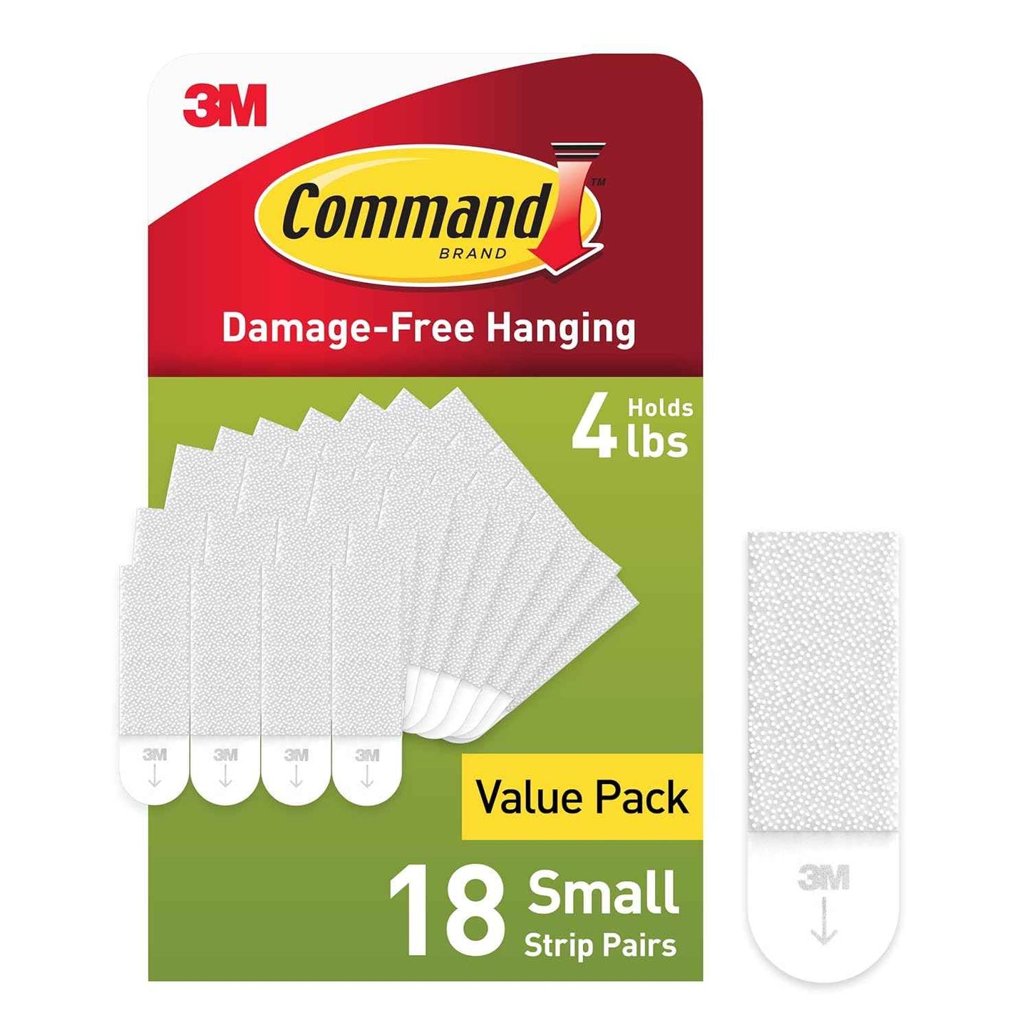 Command 4 lb Small Picture Hanging Strips, Damage-Free Hanging Picture Hangers, No Tools Wall Hanging Strips for Home Decor, White Adhesive Strips