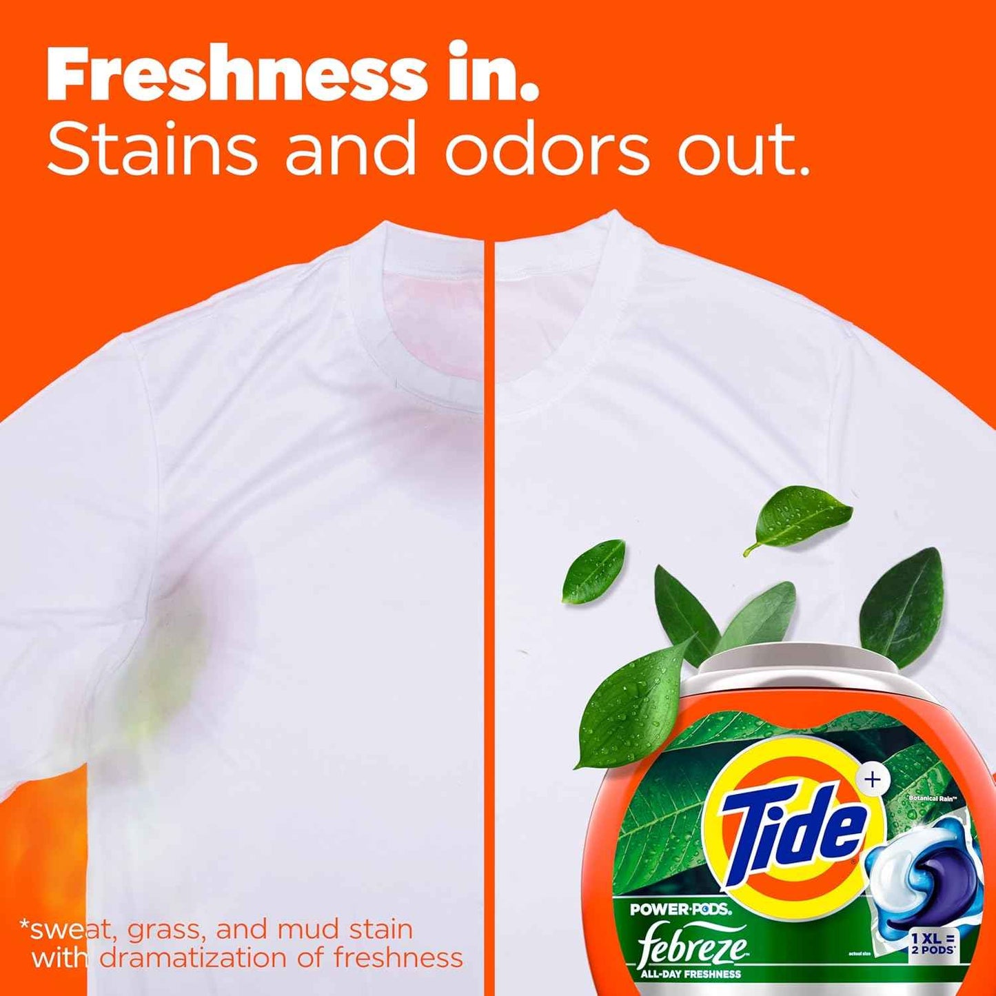 Tide Power Pods with Febreze Laundry Detergent Pacs, 45 Count, Botanical Rain Scent, All-Day Freshness