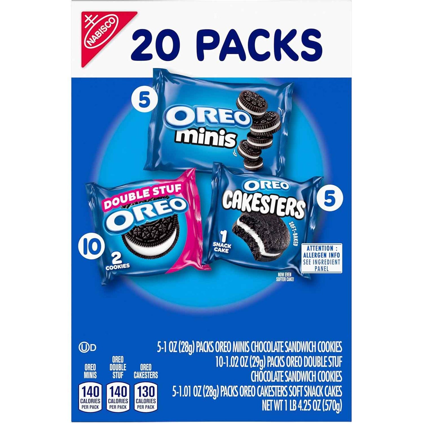 OREO Lovers Variety Pack, OREO Minis and Double Stuf Chocolate Sandwich Cookies, OREO Cakesters Soft Snack Cakes, 20 Snack Packs