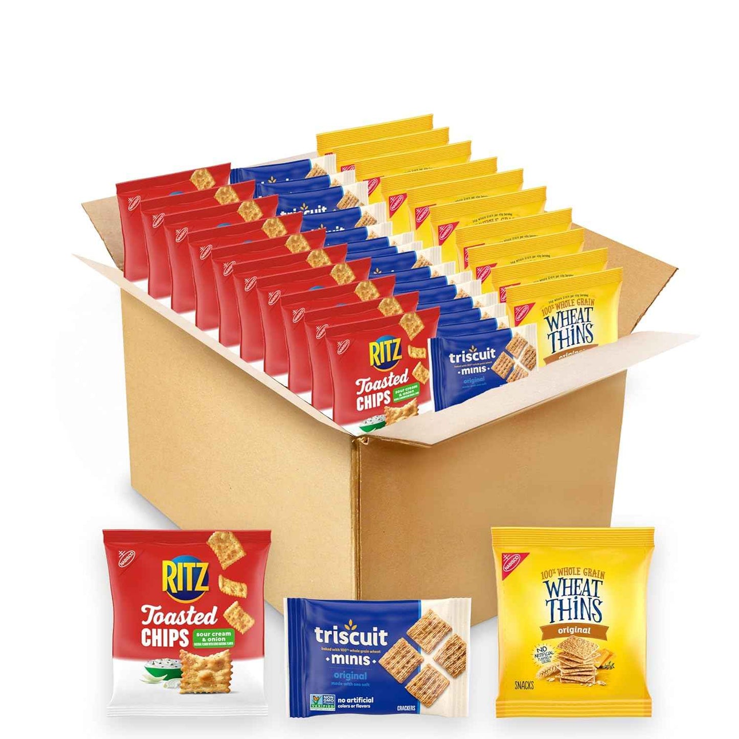 Nabisco Cracker Variety Pack, RITZ Toasted Chips, Wheat Thins Snacks Whole Grain Wheat Crackers and Triscuit Minis Whole Grain Wheat Vegan Crackers