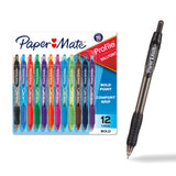 Paper Mate Profile Retractable Ballpoint Pens, Bold 1.4mm, Assorted Colors, 12 Count